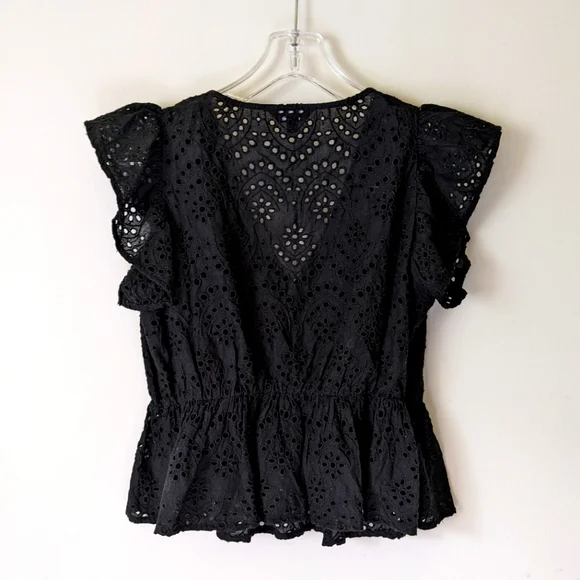 Express Eyelet Lace Beaded Summer V Neck Blouse - Picture 2 of 4